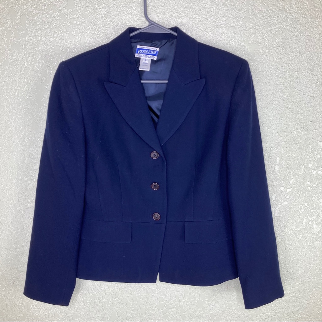 Pendleton Solid Blue Blazer Size 6